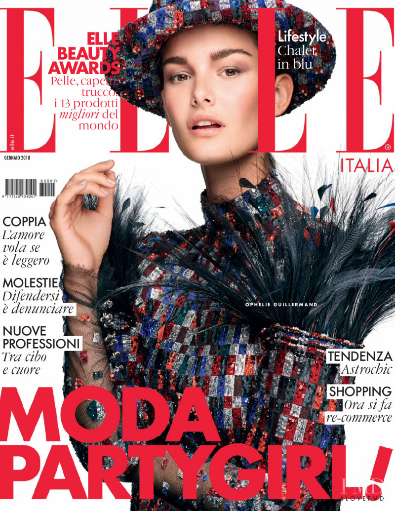 Ophélie Guillermand featured on the Elle Italy cover from January 2018