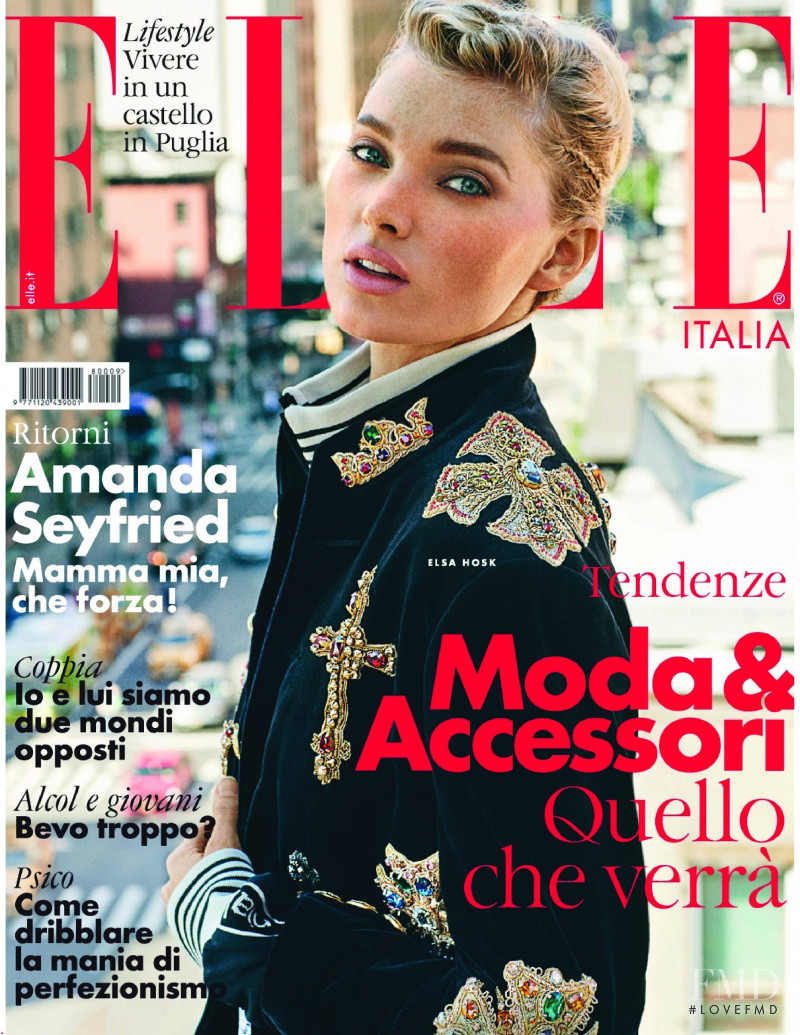 Elsa Hosk featured on the Elle Italy cover from September 2018