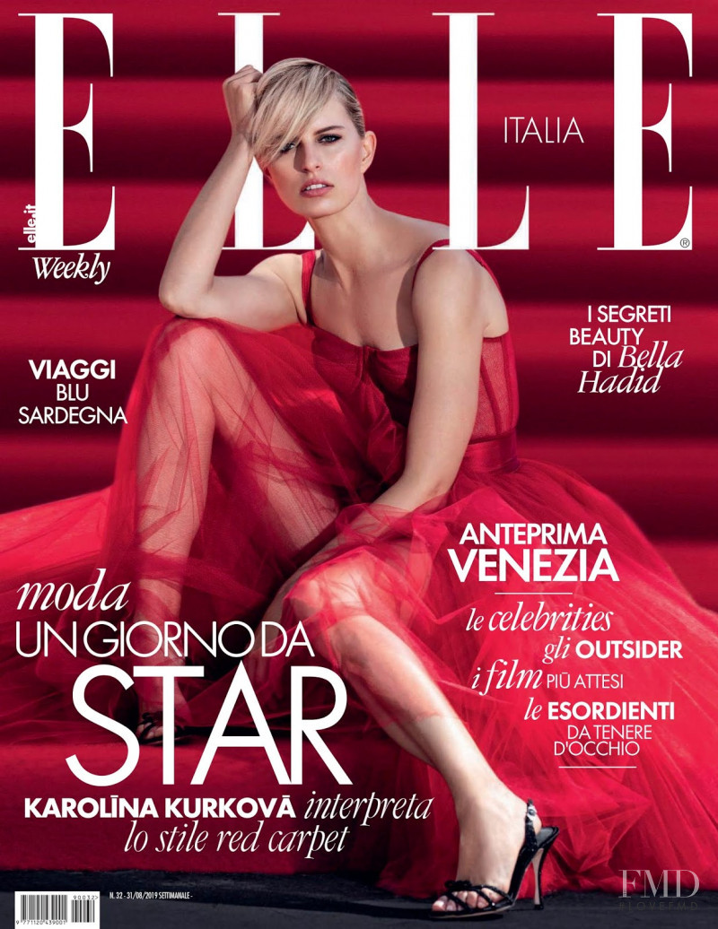 Karolina Kurkova featured on the Elle Italy cover from August 2019