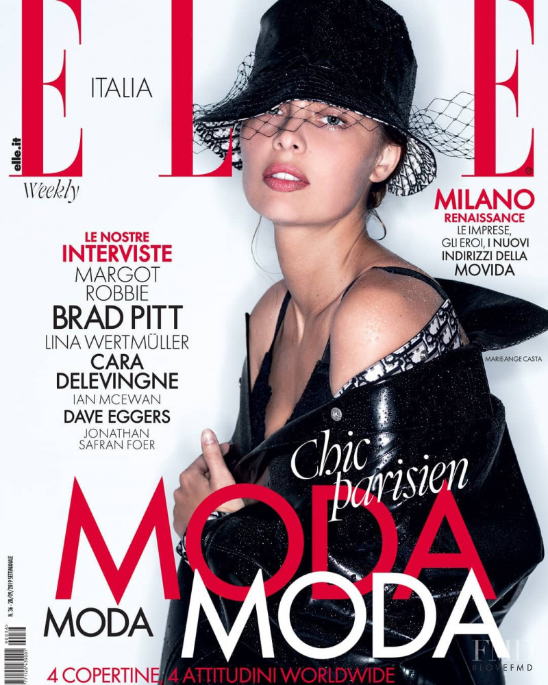 Marie Ange Casta featured on the Elle Italy cover from September 2019