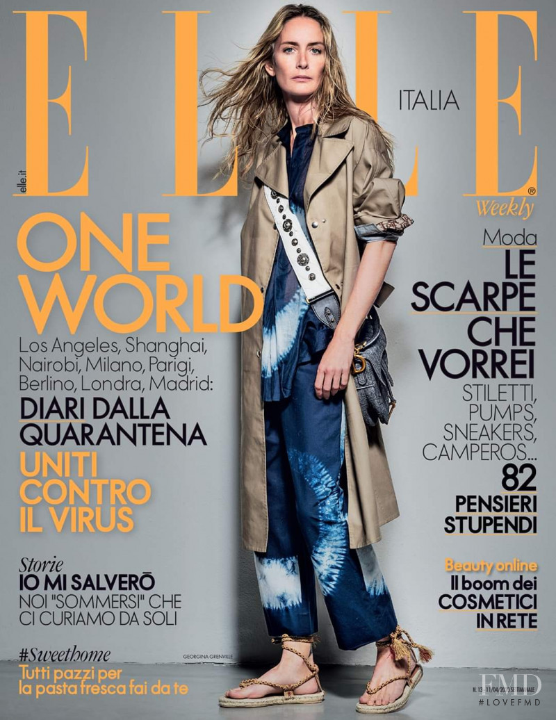 Georgina Grenville featured on the Elle Italy cover from April 2020