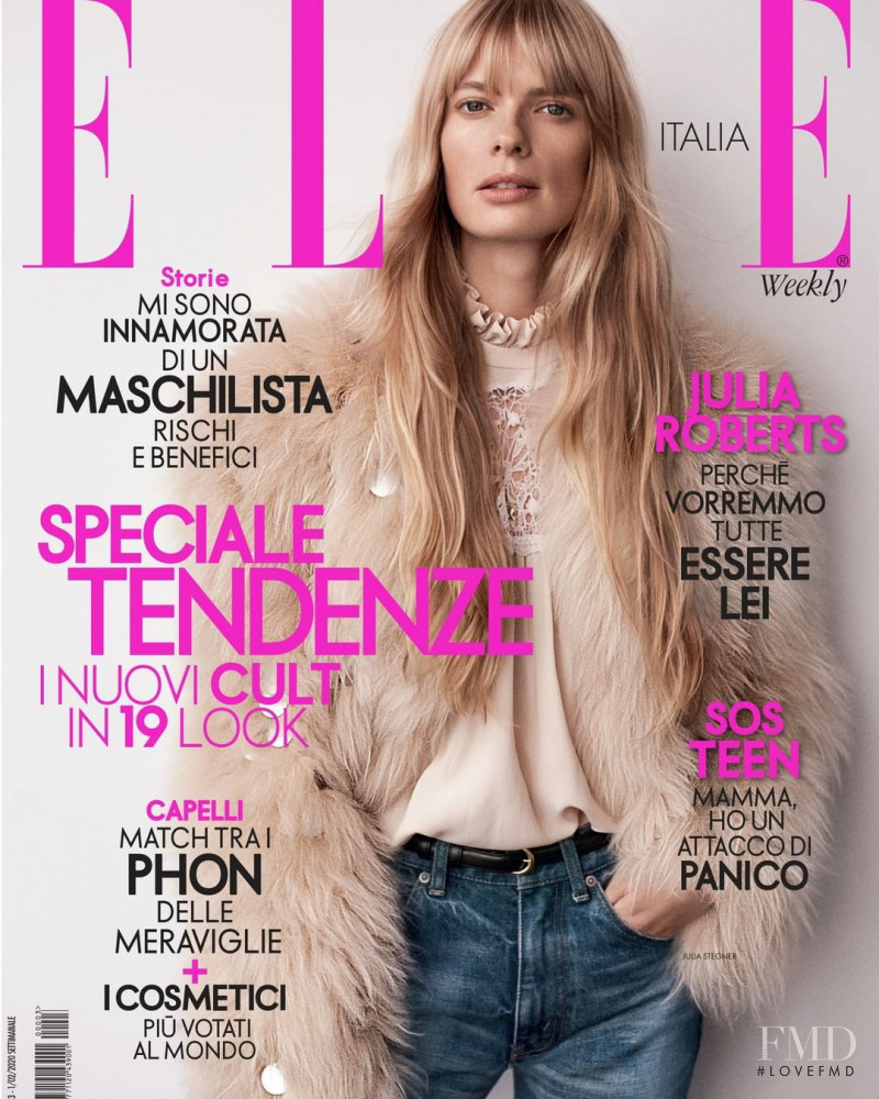 Julia Stegner featured on the Elle Italy cover from February 2020