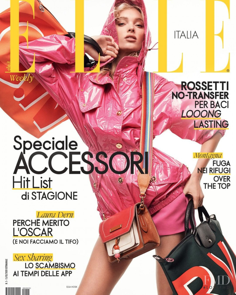 Elsa Hosk featured on the Elle Italy cover from February 2020