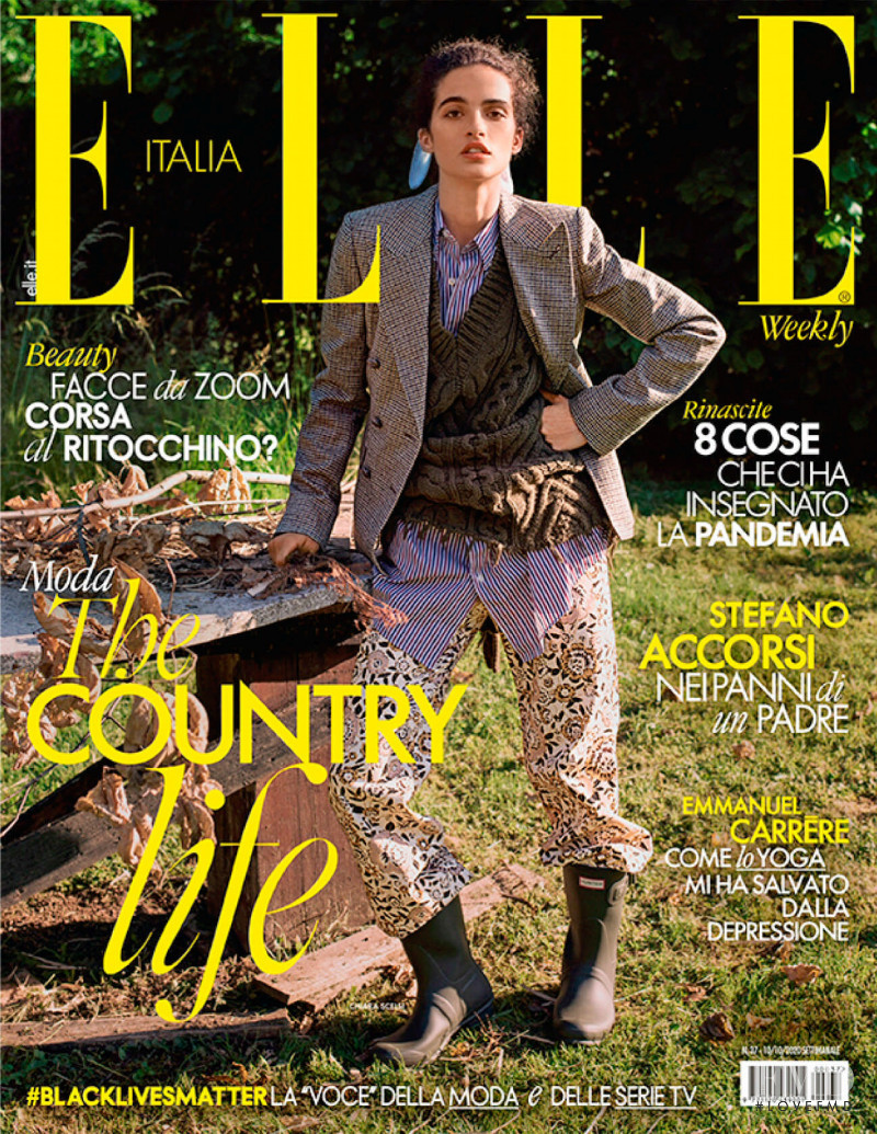 Chiara Scelsi featured on the Elle Italy cover from October 2020