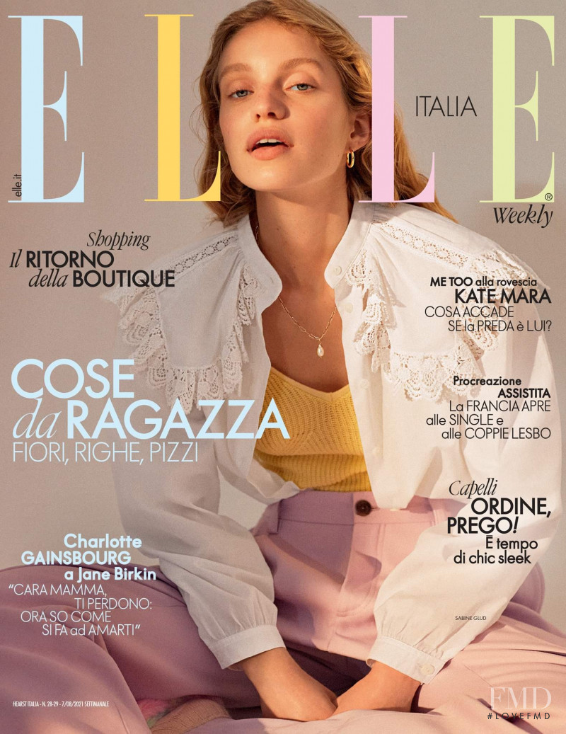 Sabine Glud featured on the Elle Italy cover from August 2021