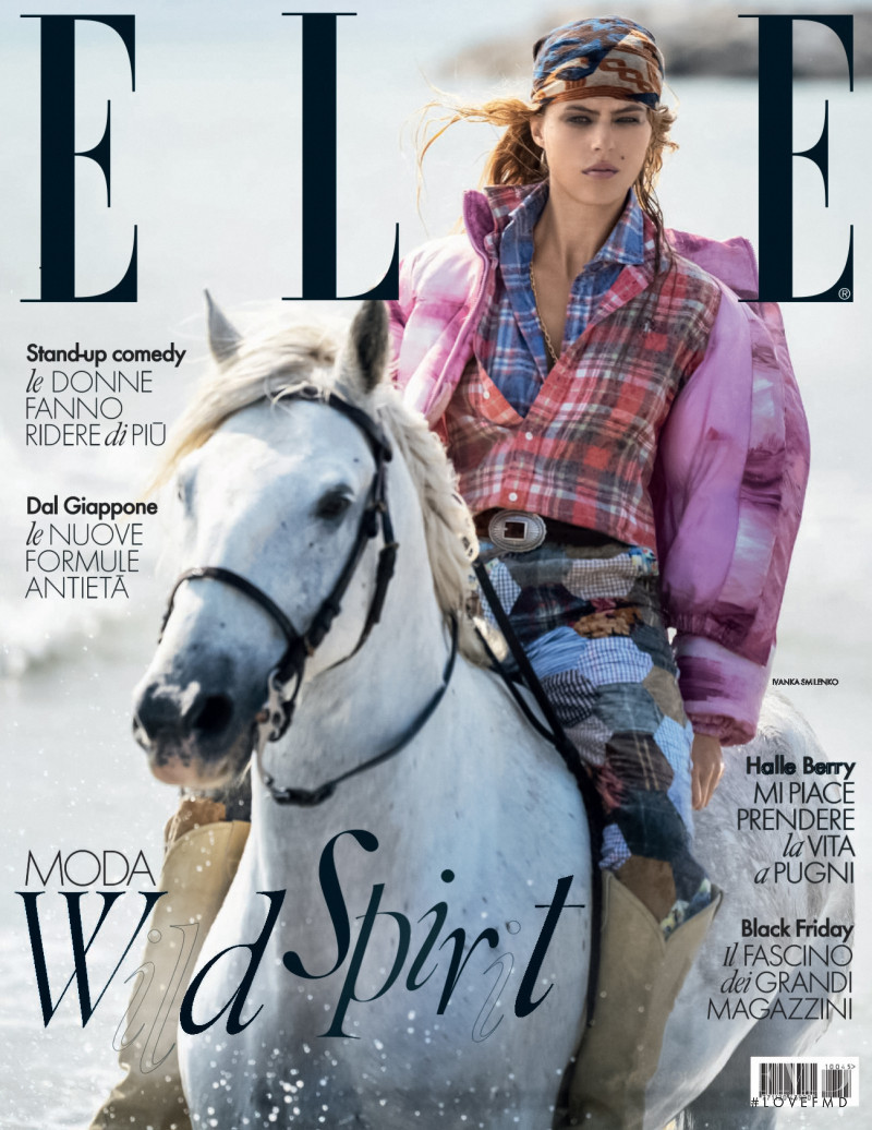 Ivanka Smilenko featured on the Elle Italy cover from December 2021
