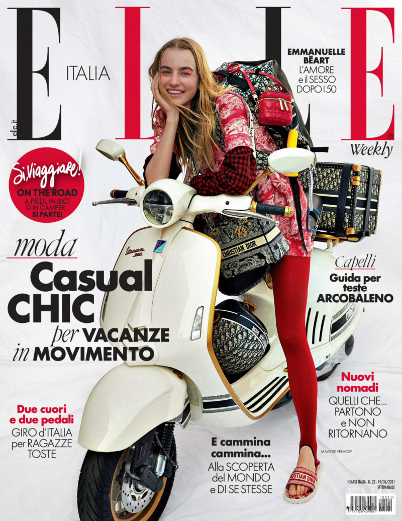 Maartje Verhoef featured on the Elle Italy cover from June 2021