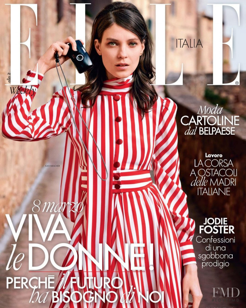 Kati Nescher featured on the Elle Italy cover from March 2021