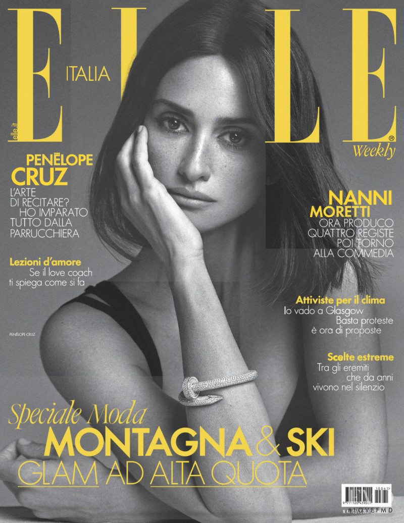Penelope Cruz featured on the Elle Italy cover from November 2021