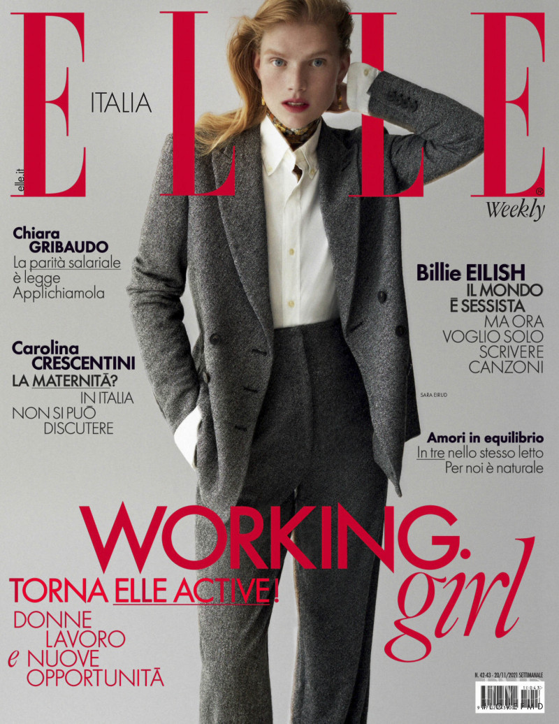Sara Eirud featured on the Elle Italy cover from November 2021