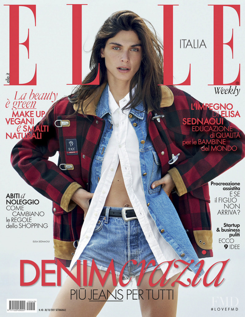 Elisa Sednaoui featured on the Elle Italy cover from October 2021