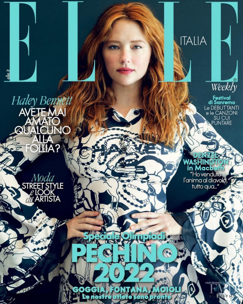 Haley Benneti featured on the Elle Italy cover from February 2022