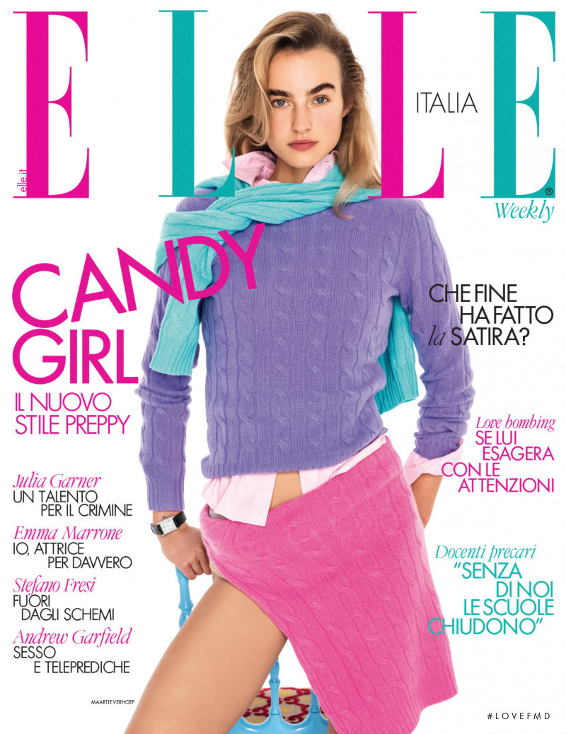 Maartje Verhoef featured on the Elle Italy cover from February 2022