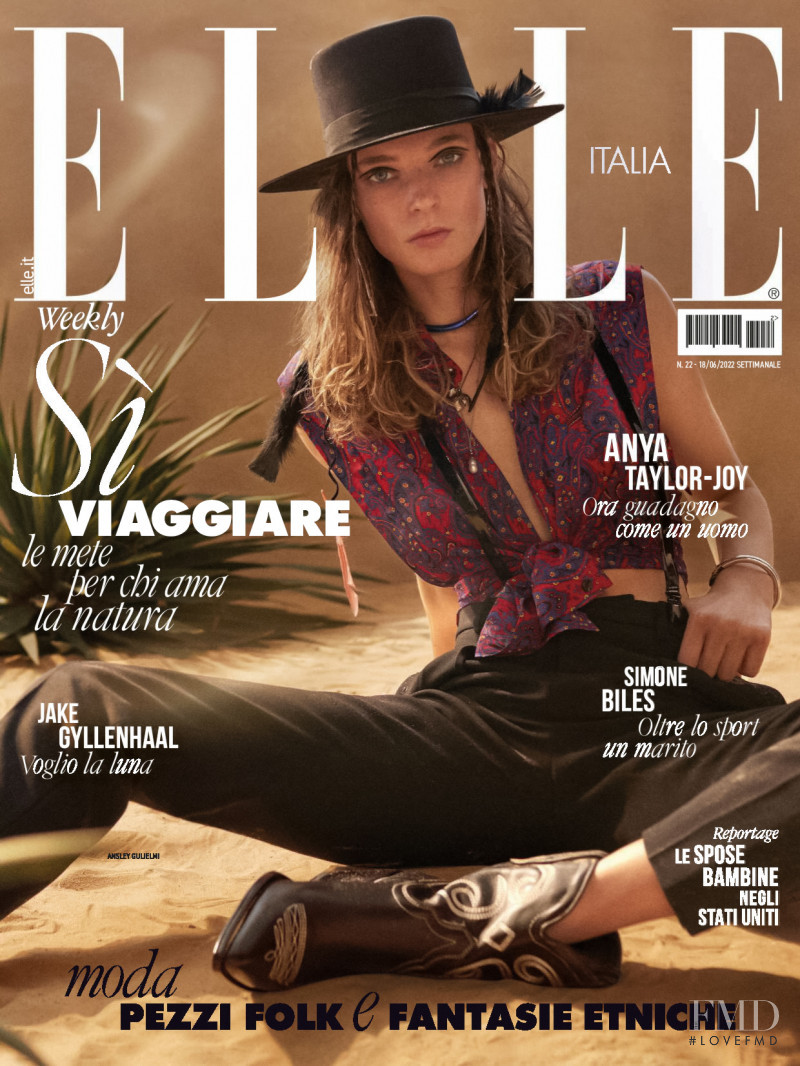 Ansley Gulielmi featured on the Elle Italy cover from June 2022