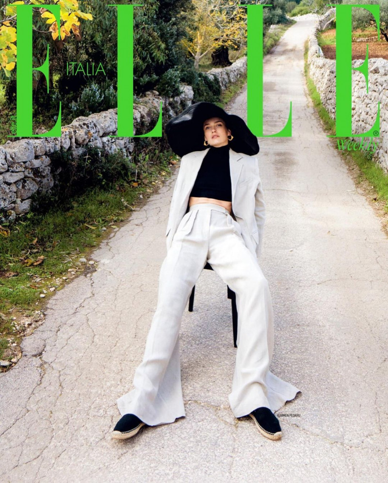Karmen Pedaru featured on the Elle Italy cover from February 2023