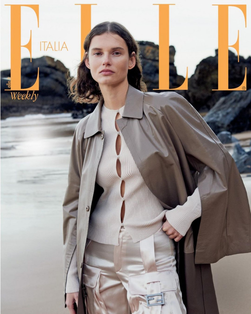 Giedre Dukauskaite featured on the Elle Italy cover from March 2023