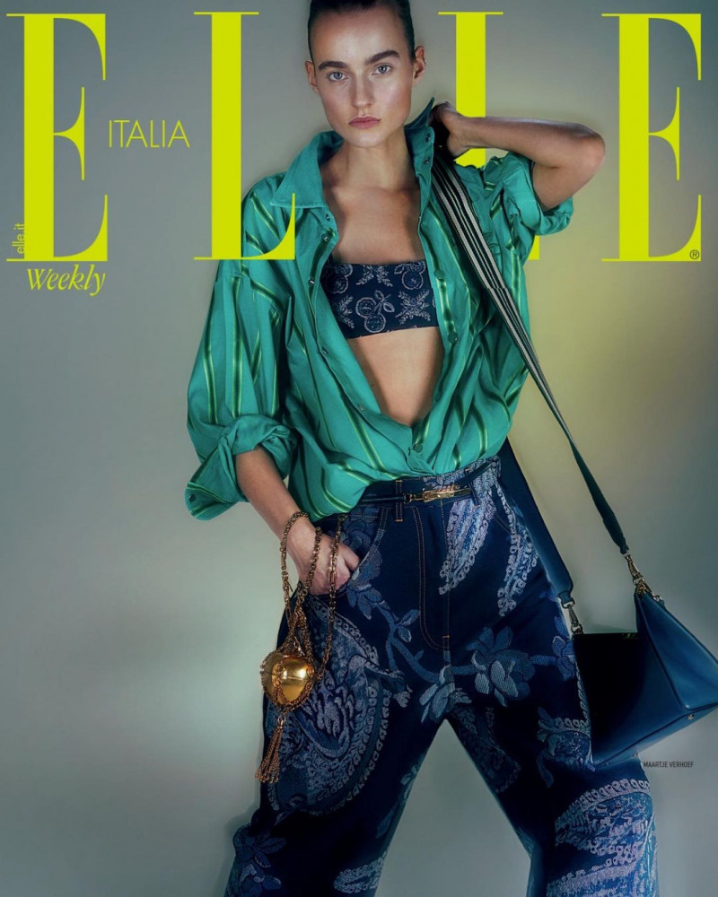 Maartje Verhoef featured on the Elle Italy cover from March 2023