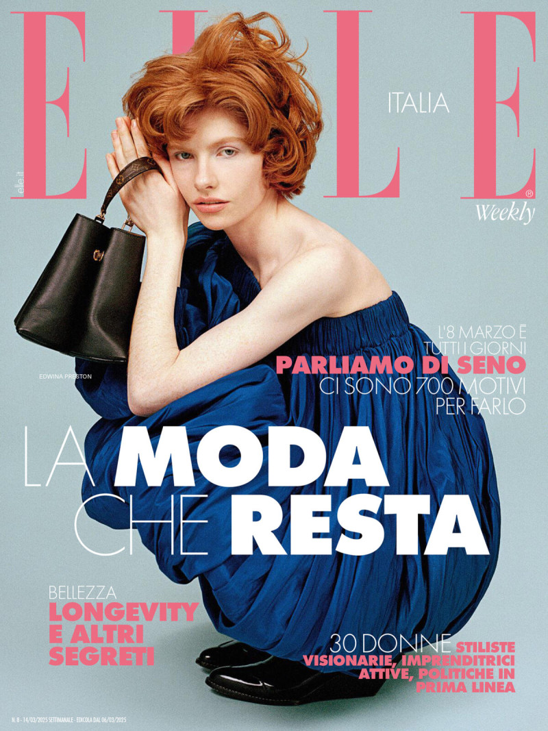 Edwina Preston featured on the Elle Italy cover from March 2025
