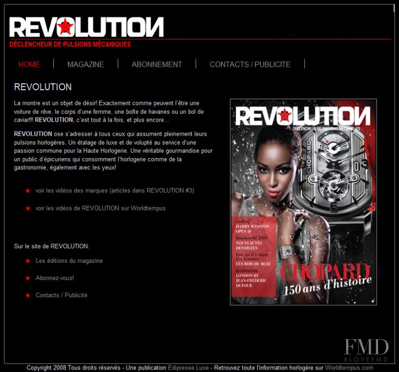  featured on the RevolutionMag.ch screen from April 2010