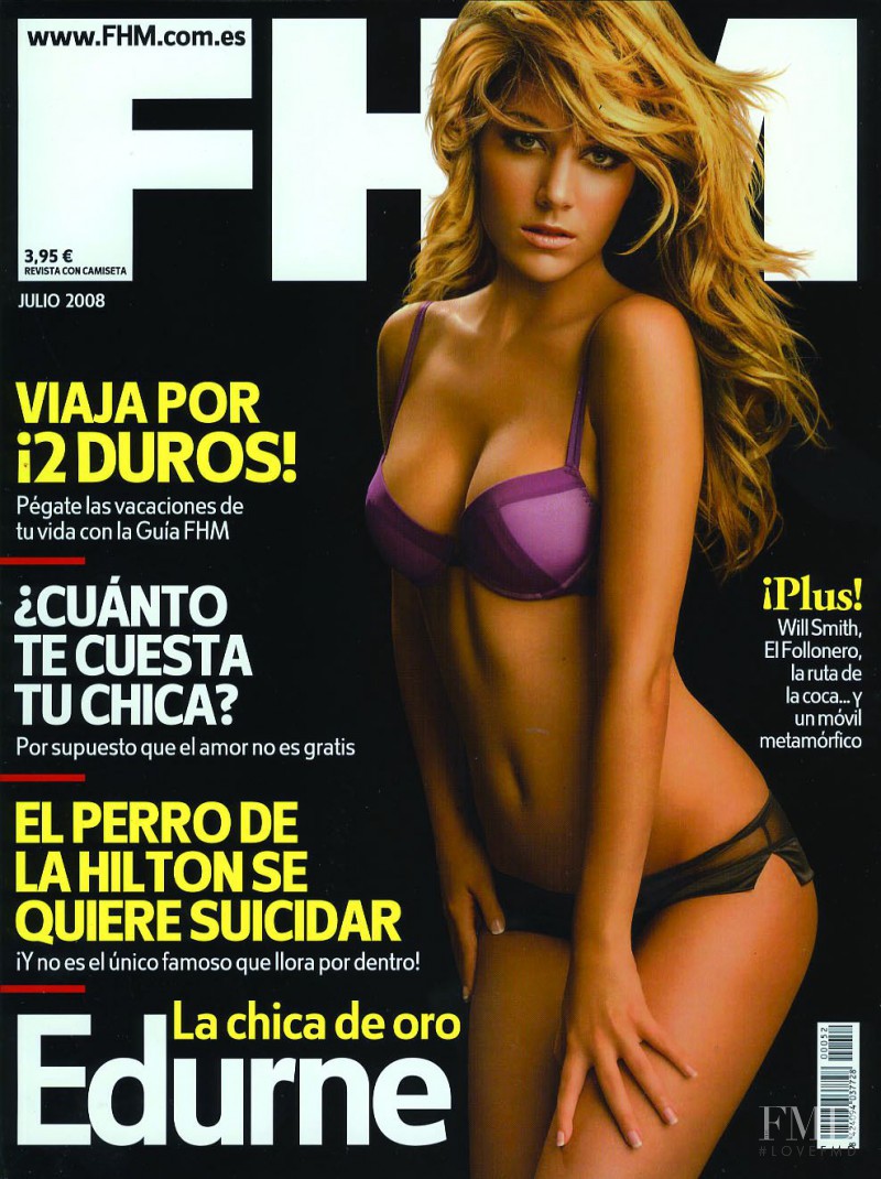 Edurne featured on the FHM Spain cover from July 2008