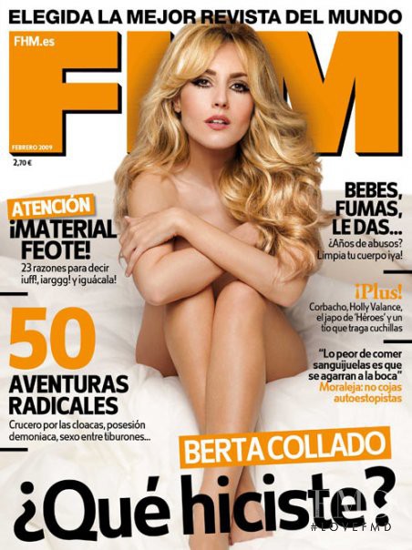 Berta Collado featured on the FHM Spain cover from February 2009