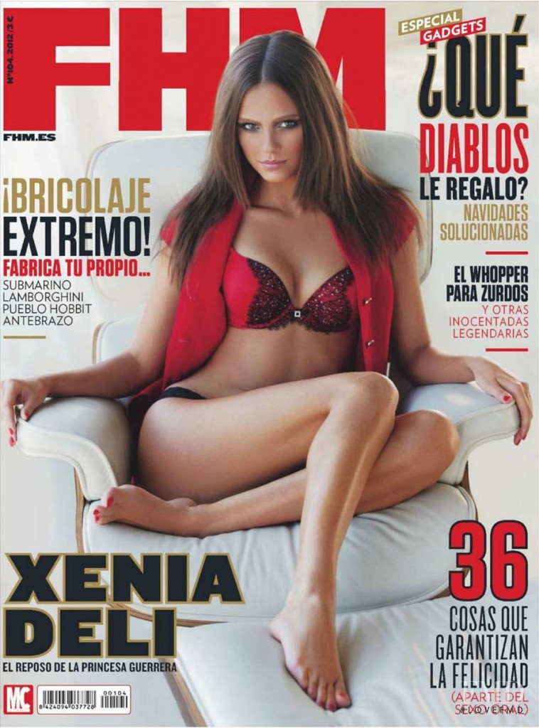 Xenia Deli featured on the FHM Spain cover from December 2012