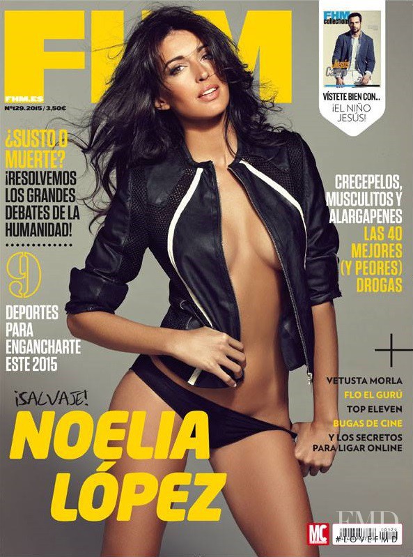 Noelia López featured on the FHM Spain cover from March 2015