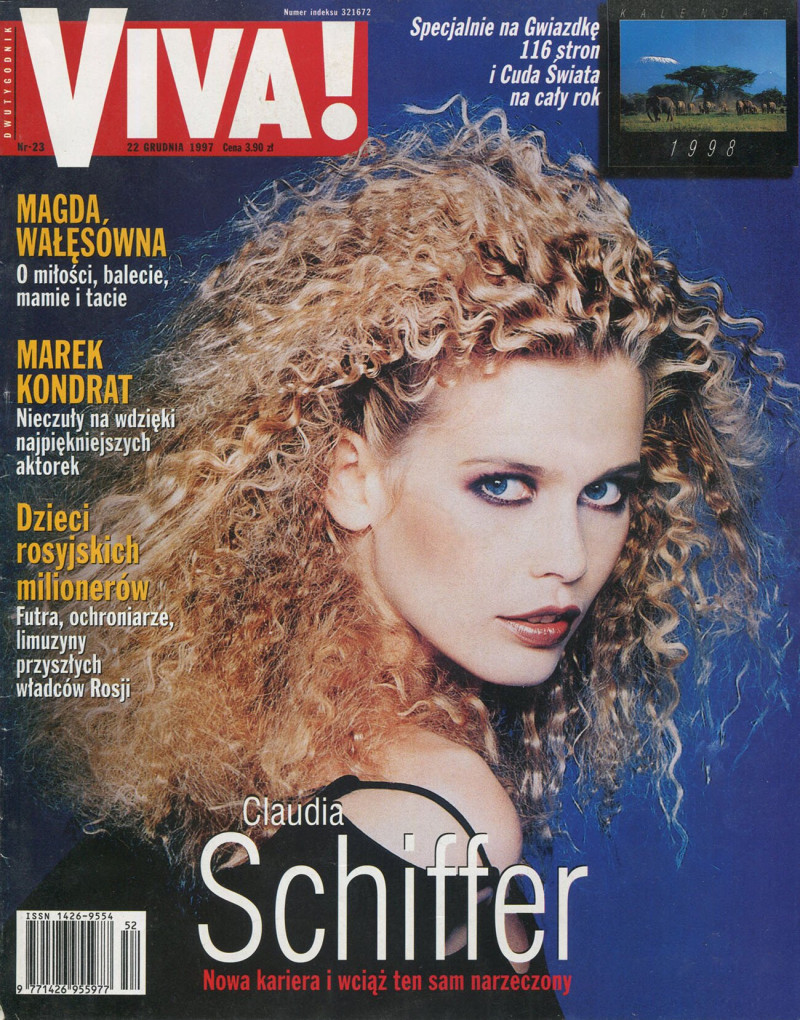 Claudia Schiffer featured on the Viva! Poland cover from December 1997