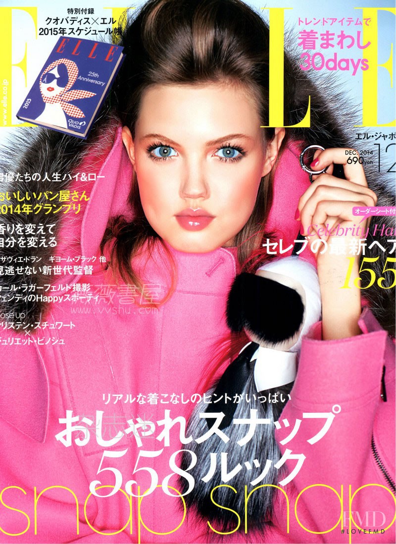 Lindsey Wixson featured on the Elle Japan cover from December 2014