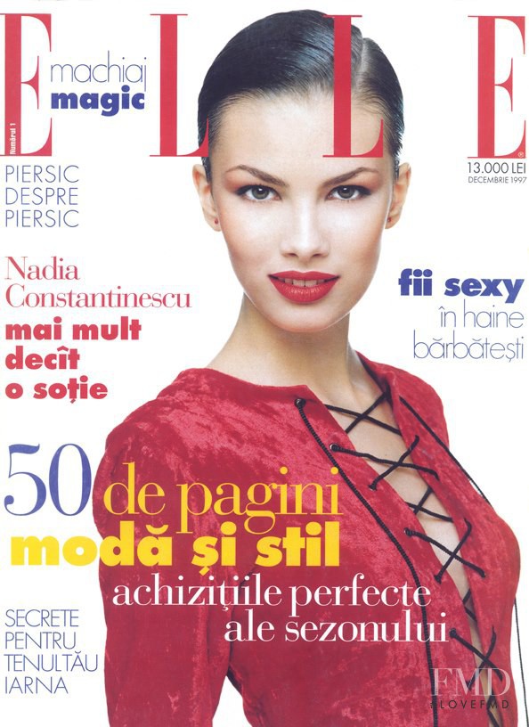 Lavinia Birladeanu featured on the Elle Romania cover from December 1997