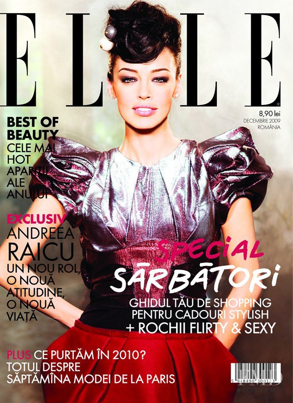 Andreea Raicu featured on the Elle Romania cover from December 2009