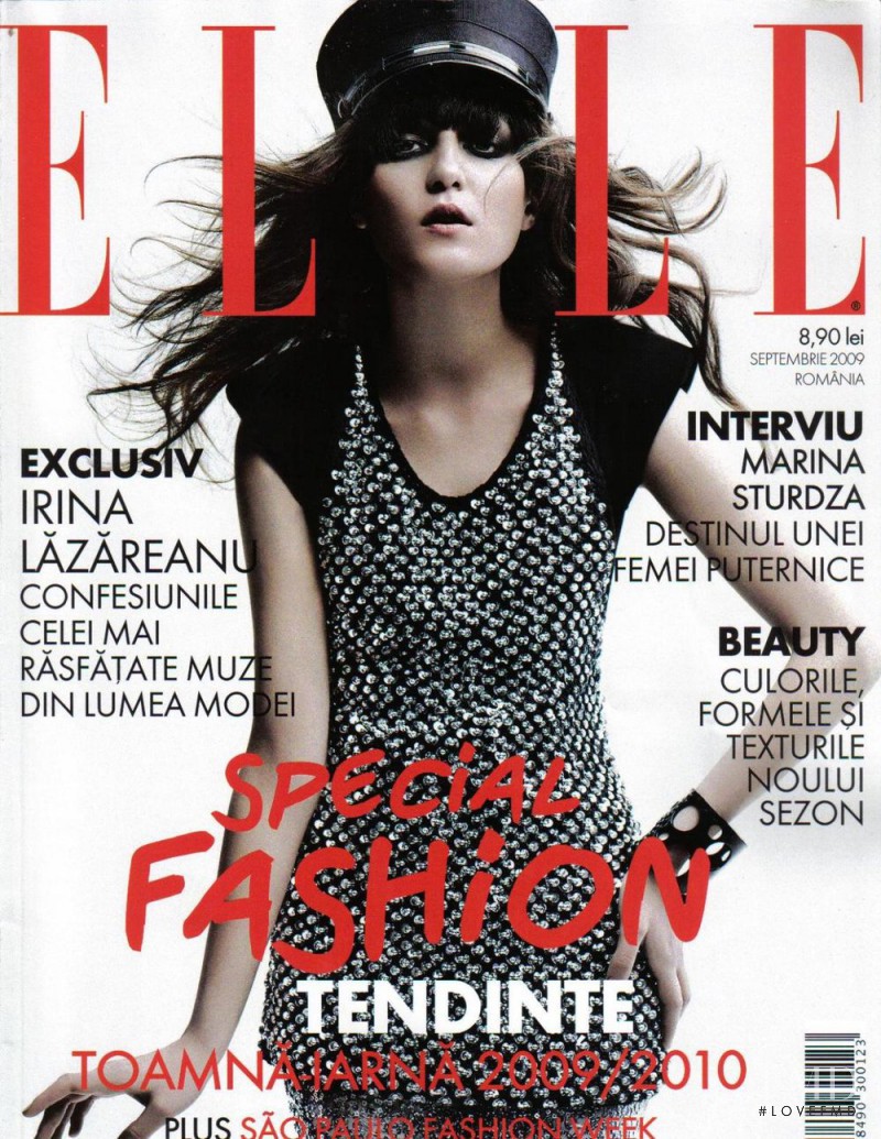 Irina Lazareanu featured on the Elle Romania cover from September 2009
