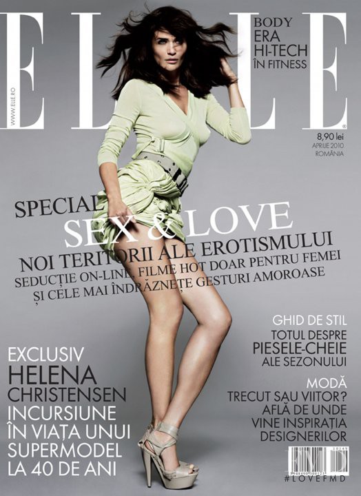 Helena Christensen featured on the Elle Romania cover from April 2010