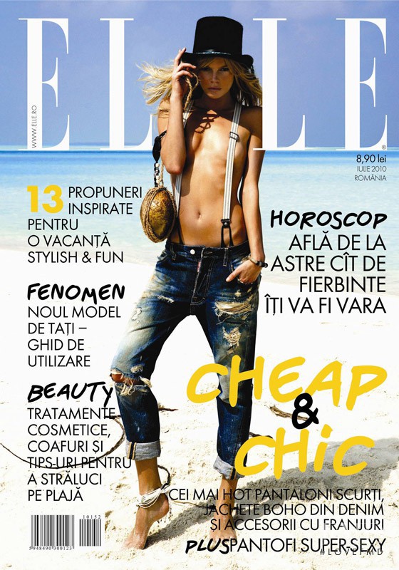 Cristina Tosio featured on the Elle Romania cover from July 2010