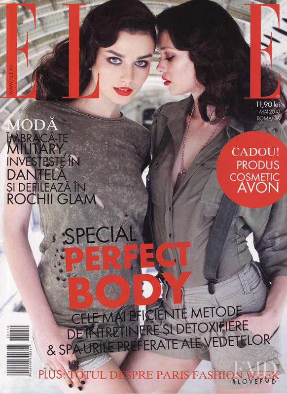 Andreea Diaconu, Diana Moldovan featured on the Elle Romania cover from May 2010