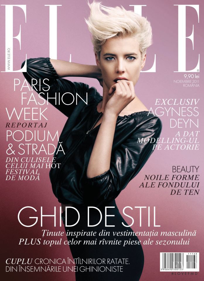 Agyness Deyn featured on the Elle Romania cover from November 2011