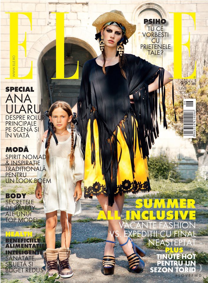 Laura Giurcanu featured on the Elle Romania cover from June 2012