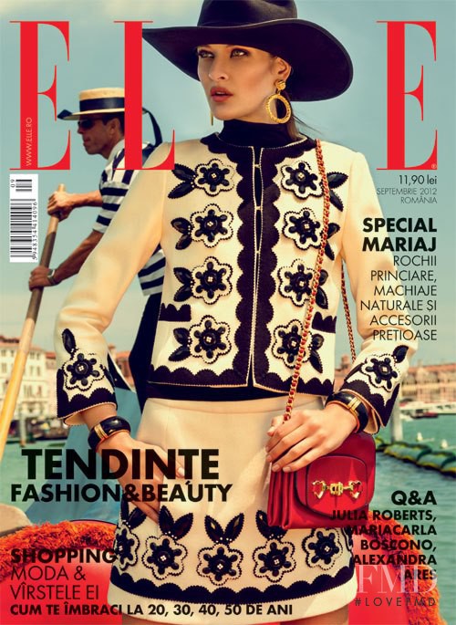 Jacqueline Medeiros featured on the Elle Romania cover from September 2012