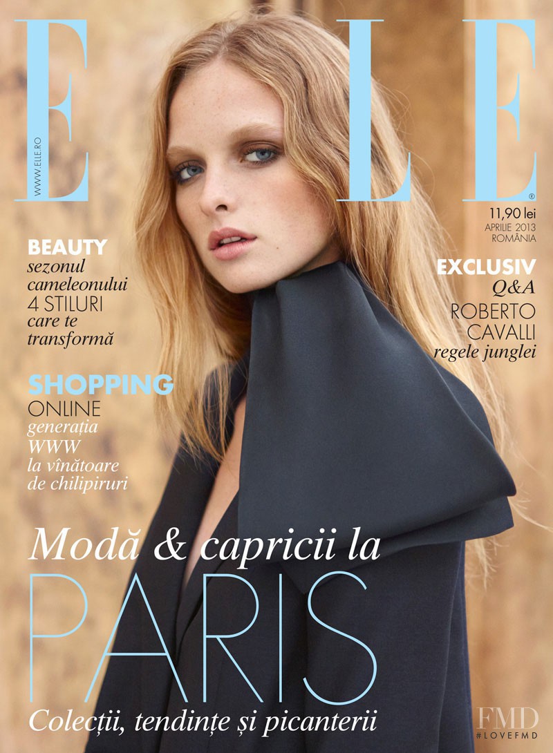 Eva Downey featured on the Elle Romania cover from April 2013