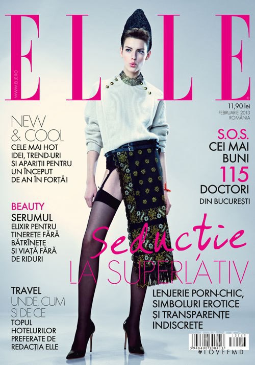 Marie  Damian featured on the Elle Romania cover from February 2013