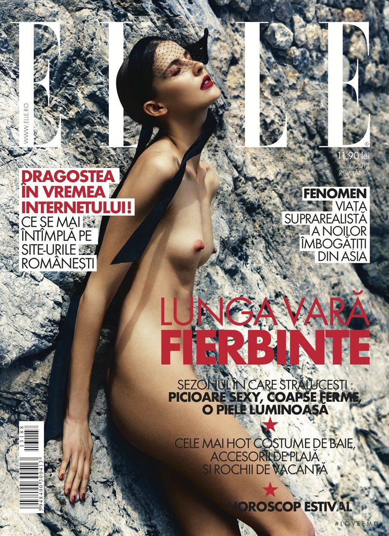 Anca Tiribeja featured on the Elle Romania cover from July 2013