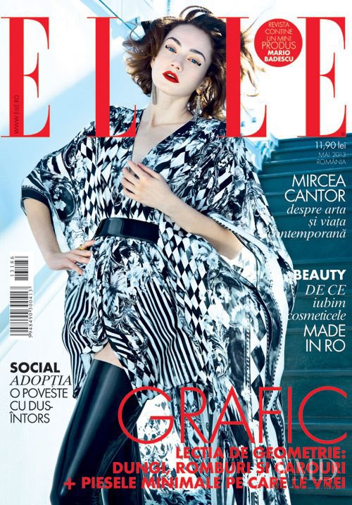 Sasha Coube featured on the Elle Romania cover from May 2013