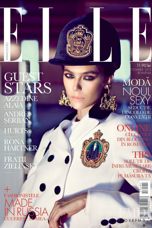 Ioana Timoce featured on the Elle Romania cover from October 2013