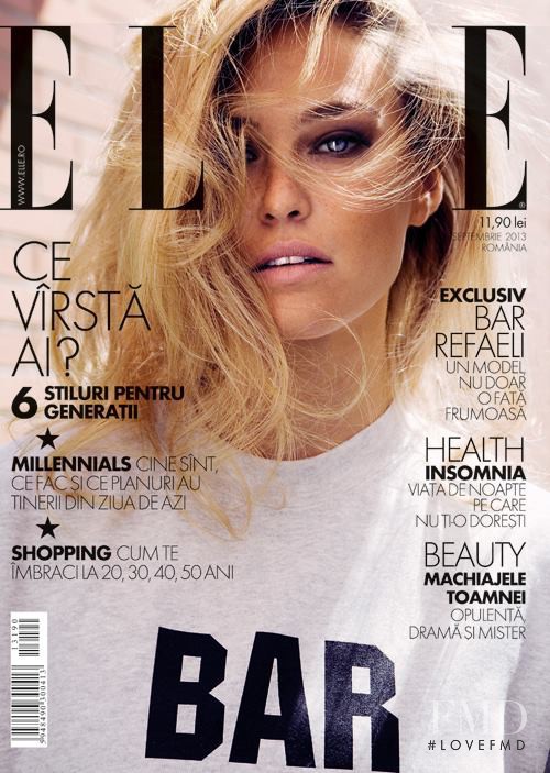 Bar Refaeli featured on the Elle Romania cover from September 2013