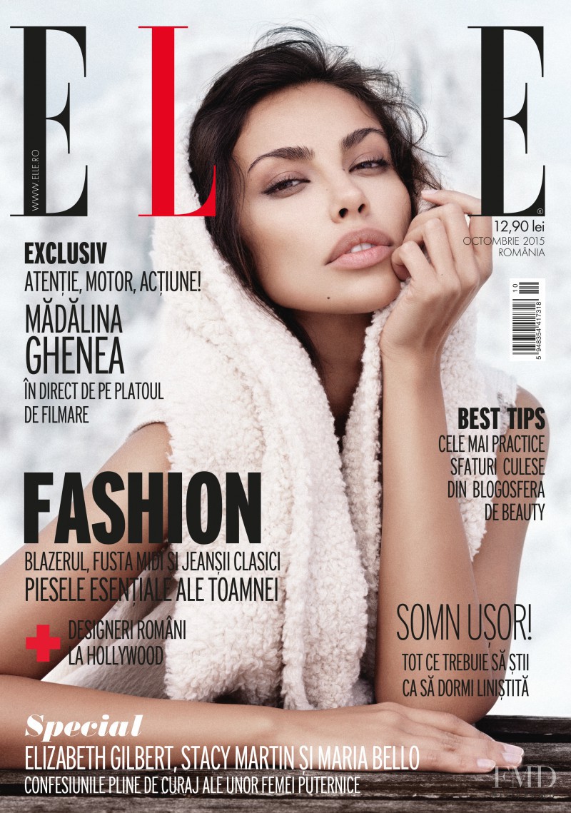 Madalina Ghenea featured on the Elle Romania cover from October 2015