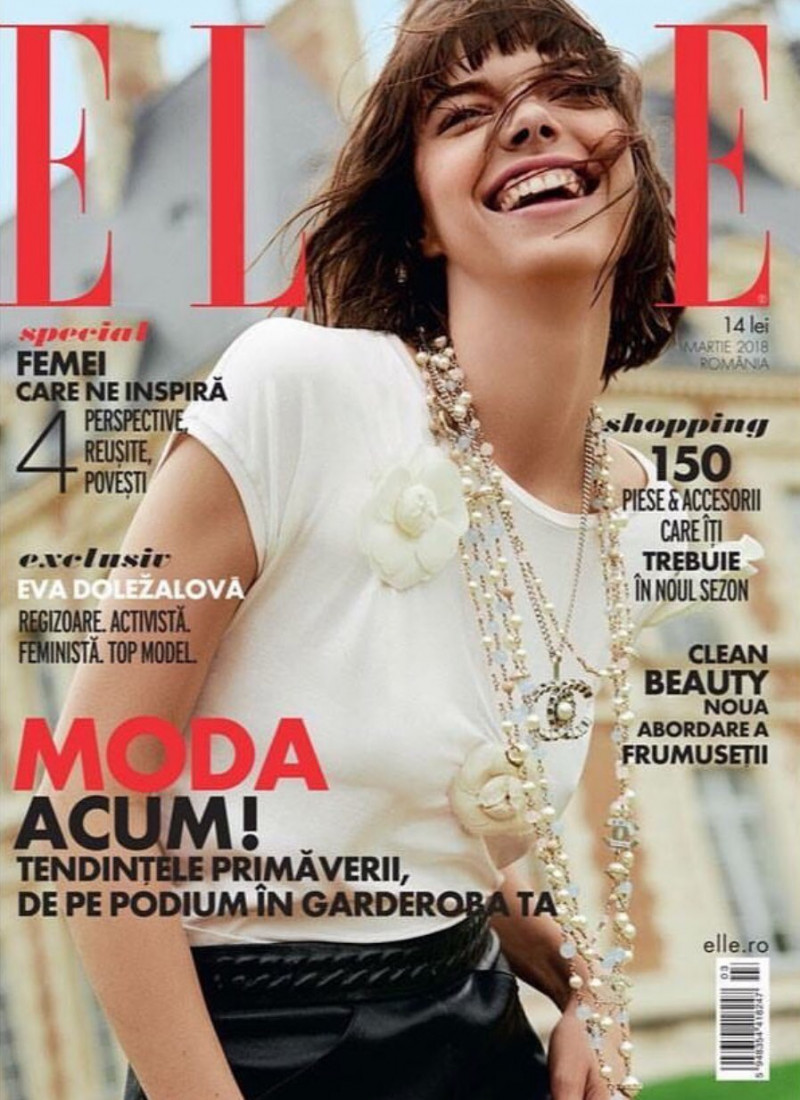 Eva Doll featured on the Elle Romania cover from March 2018