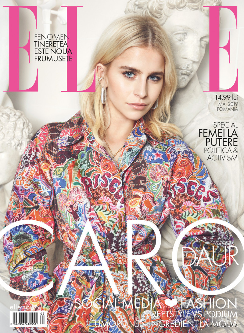 Caroline Daur featured on the Elle Romania cover from May 2019