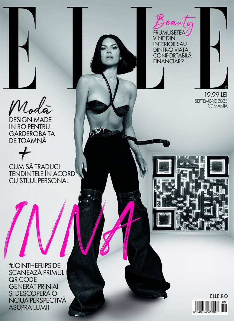Inna featured on the Elle Romania cover from September 2023