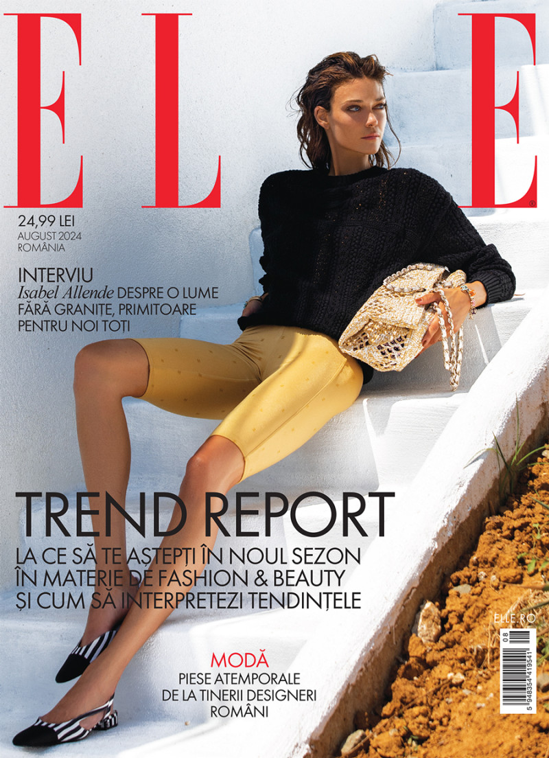 Diana Moldovan featured on the Elle Romania cover from August 2024