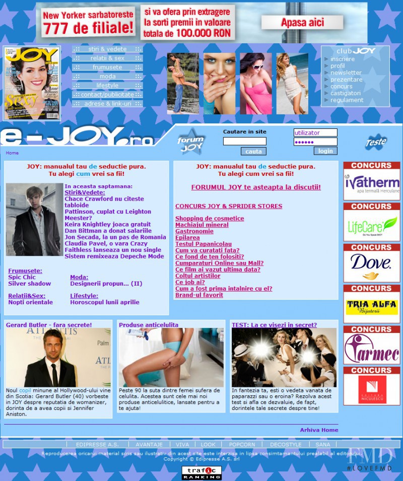  featured on the Joy.ro screen from April 2010